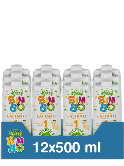 Mukki Bimbo 1 - Latte per lattanti liquido 500 ml - 12 confezioni