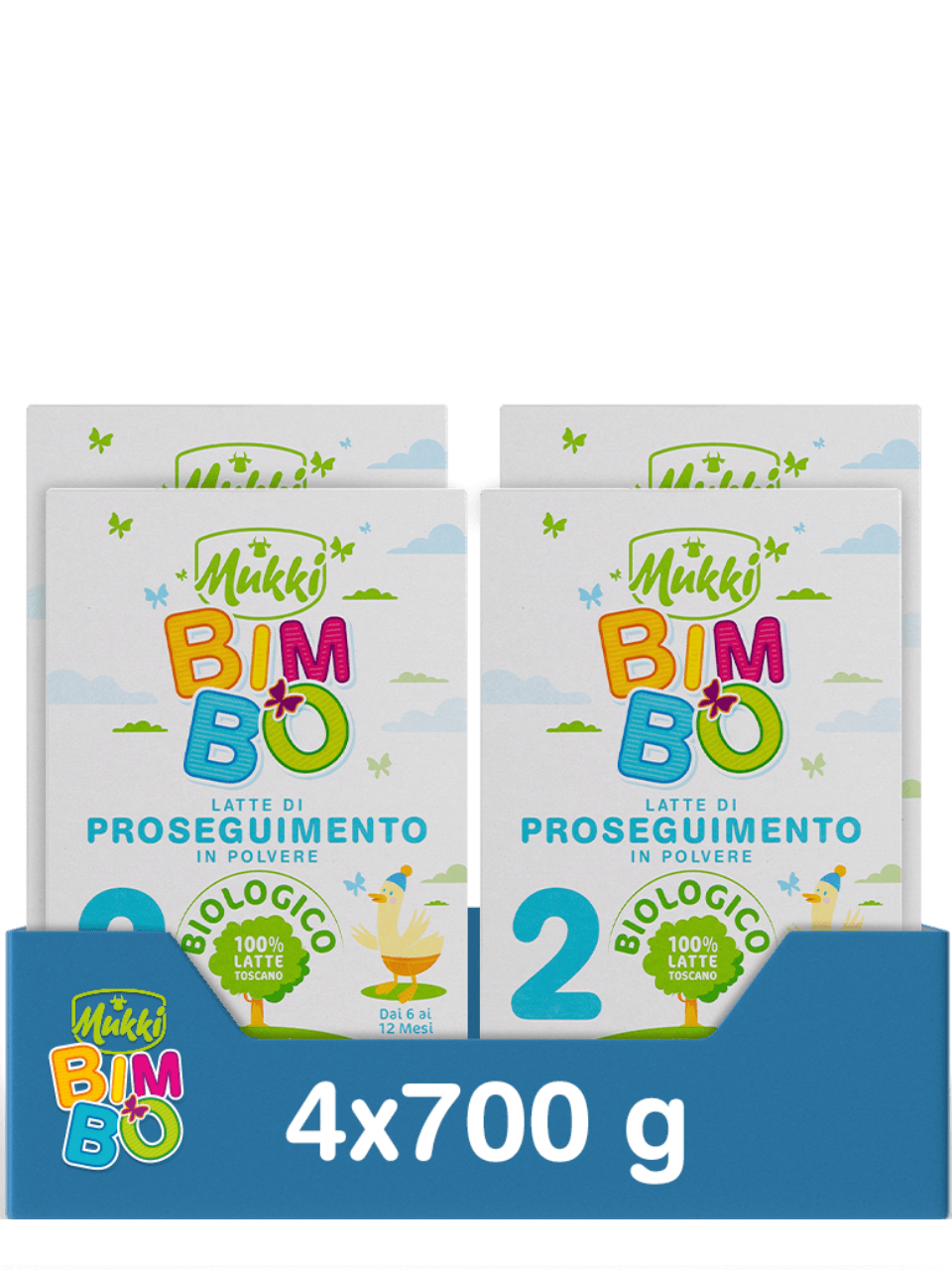 Mukki Bimbo 2 - Latte di proseguimento in polvere 700 g - 4 confezioni